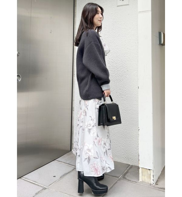 MERCURYDUO「ダブルフェイスコクーンミディニットカーディガン」|カーディガン|