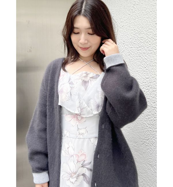 MERCURYDUO「ダブルフェイスコクーンミディニットカーディガン」|カーディガン|