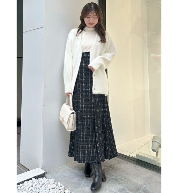 MERCURYDUO「ダブルフェイスコクーンミディニットカーディガン」|カーディガン|