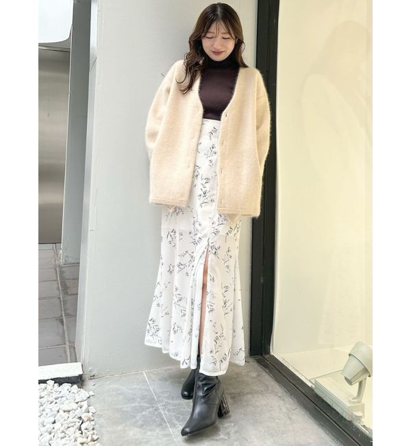 MERCURYDUO「ダブルフェイスコクーンミディニットカーディガン」|カーディガン|