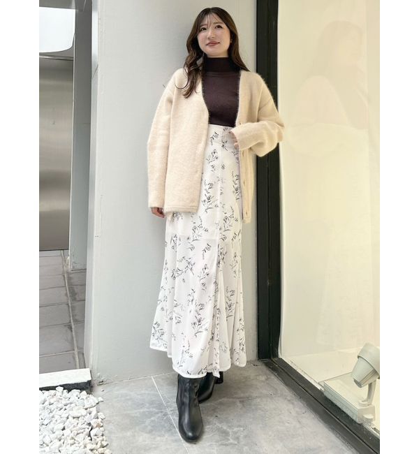 MERCURYDUO「ダブルフェイスコクーンミディニットカーディガン」|カーディガン|