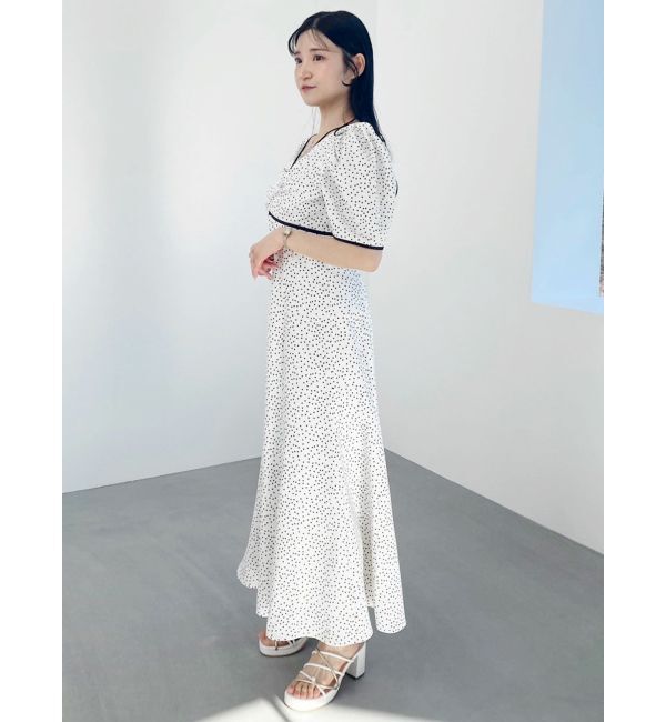 MERCURYDUO「レースデコルテドットワンピース」|ワンピース|