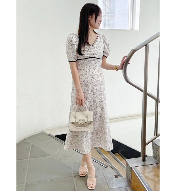 MERCURYDUO「レースデコルテドットワンピース」|ワンピース|