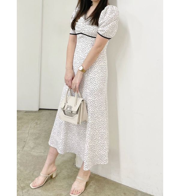 MERCURYDUO「レースデコルテドットワンピース」|ワンピース|