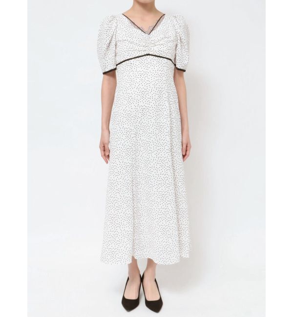 MERCURYDUO「レースデコルテドットワンピース」|ワンピース|