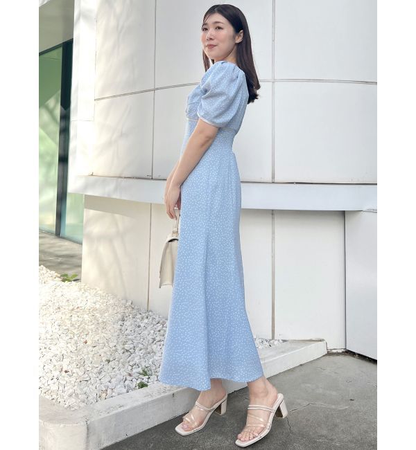 MERCURYDUO「レースデコルテドットワンピース」|ワンピース|