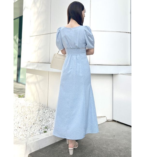 MERCURYDUO「レースデコルテドットワンピース」|ワンピース|