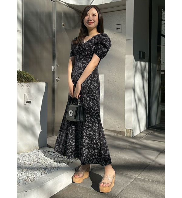 MERCURYDUO「レースデコルテドットワンピース」|ワンピース|