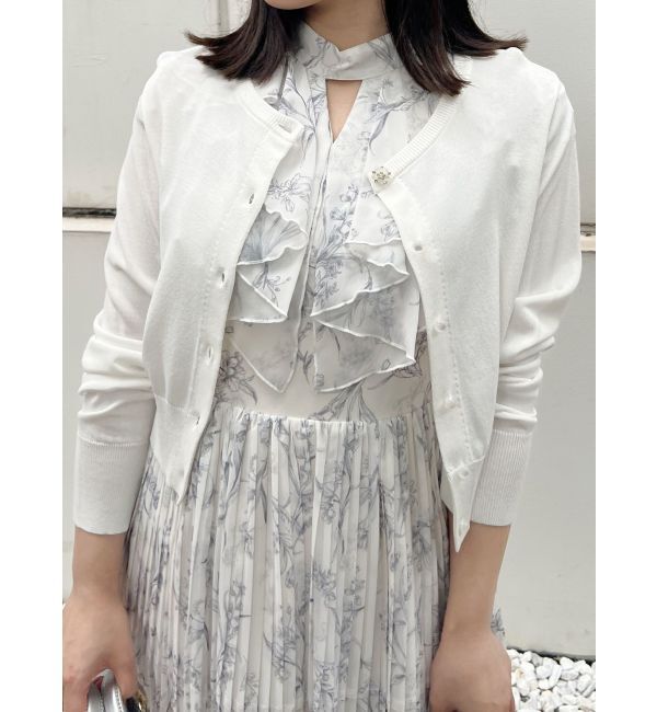 MERCURYDUO「ビジューボタンニットカーディガン」|カーディガン|