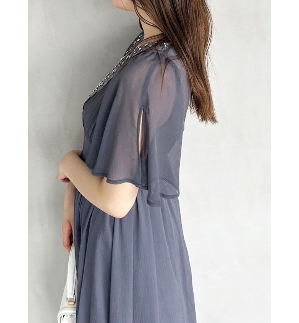 MERCURYDUO「深Vビジューフレアワンピース」|ワンピース|