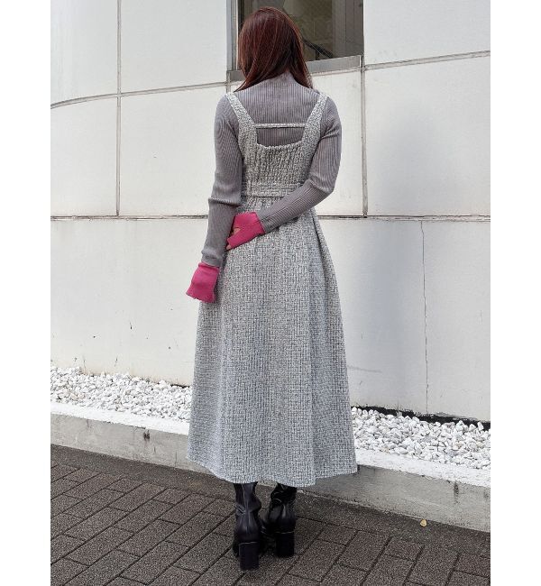 MERCURYDUO「ツイードベルテッドフレアジャンスカ」|ワンピース|