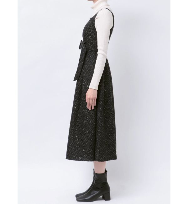 MERCURYDUO「ツイードベルテッドフレアジャンスカ」|ワンピース|