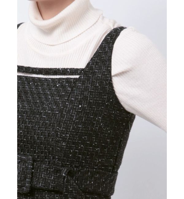 MERCURYDUO「ツイードベルテッドフレアジャンスカ」|ワンピース|