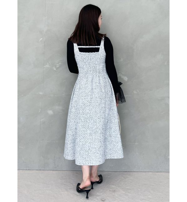 MERCURYDUO「ツイードベルテッドフレアジャンスカ」|ワンピース|