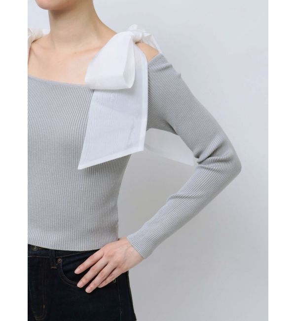 MERCURYDUO「ショルダーリボンロングスリーブニット」|ニット・セーター|
