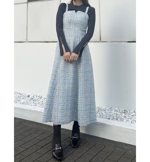 MERCURYDUO「オリジナルツイードジャンスカベアワンピース【セットアップ着用可】」|ワンピース|