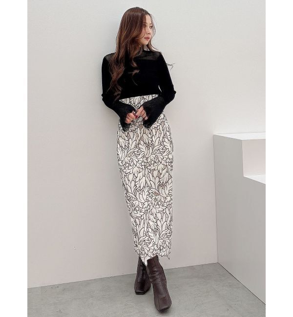 MERCURYDUO「カットワークレースペンシルスカート」|スカート|