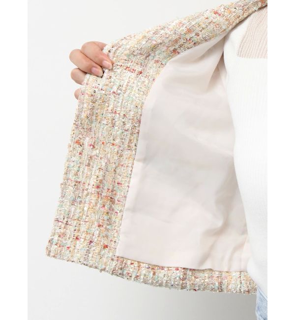 MERCURYDUO「ツイードノーカラージャケット」|ノーカラージャケット|