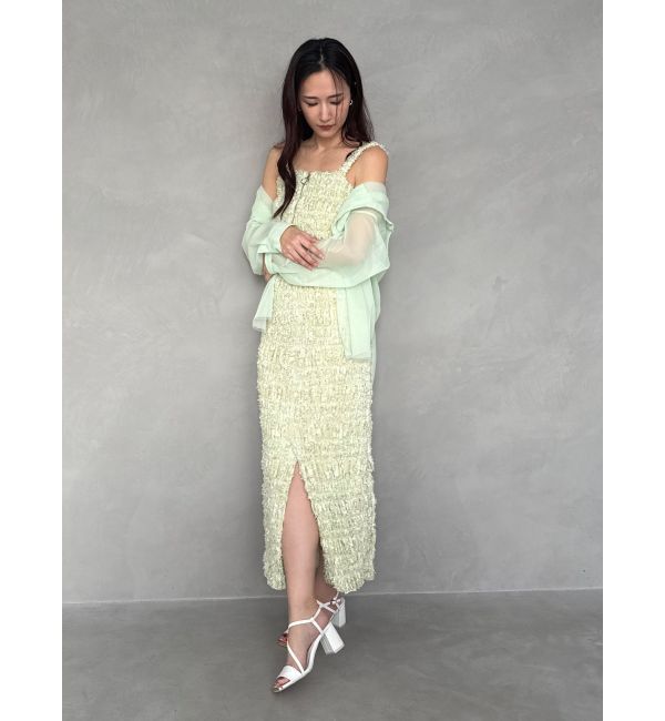 MERCURYDUO「【OUNNOUN】カットジャガード シャーリング ペンシルスカート」|スカート|