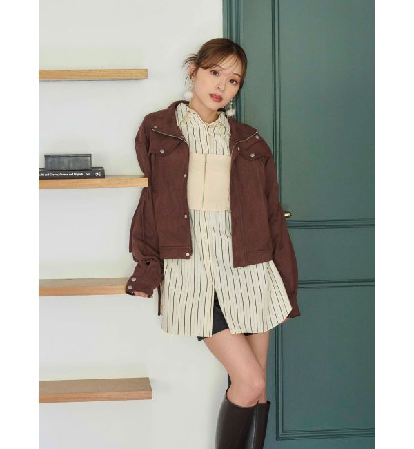 MERCURYDUO「フェイクスエードドロストスリーブブルゾン」|ブルゾン・スタジャン|