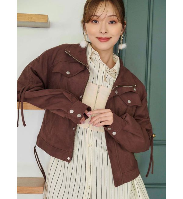 MERCURYDUO「フェイクスエードドロストスリーブブルゾン」|ブルゾン・スタジャン|ダークブラウン