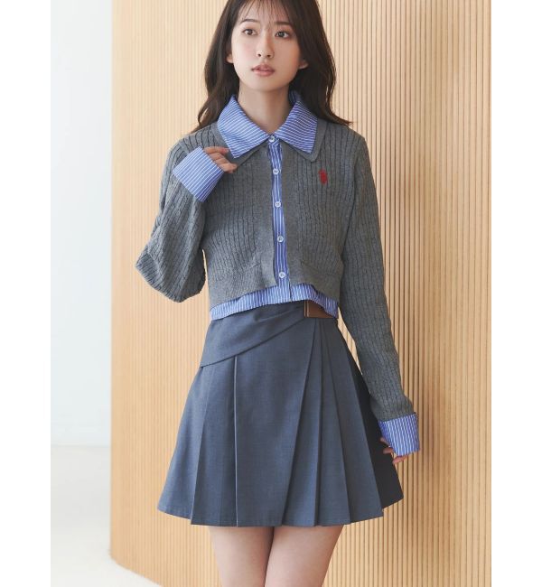 MERCURYDUO「U.S. POLO ASSN.別注アシメプリーツスカパン」|スカート|チャコールグレー