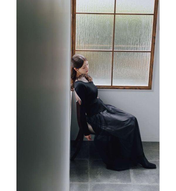 MERCURYDUO「ビットニットドットチュールドッキングワンピース」|ワンピース|