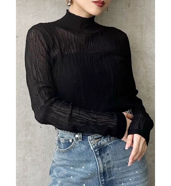 MURUA「ウェーブシアーニット」|ニット・セーター|ブラック