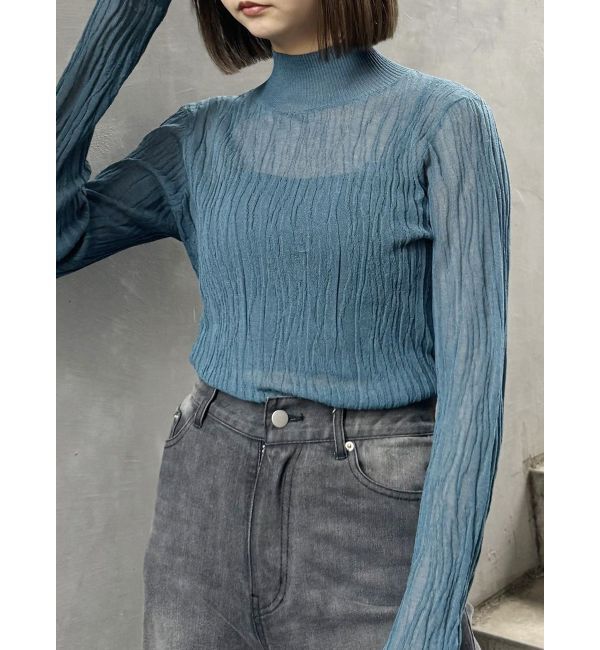 MURUA「ウェーブシアーニット」|ニット・セーター|ブルー