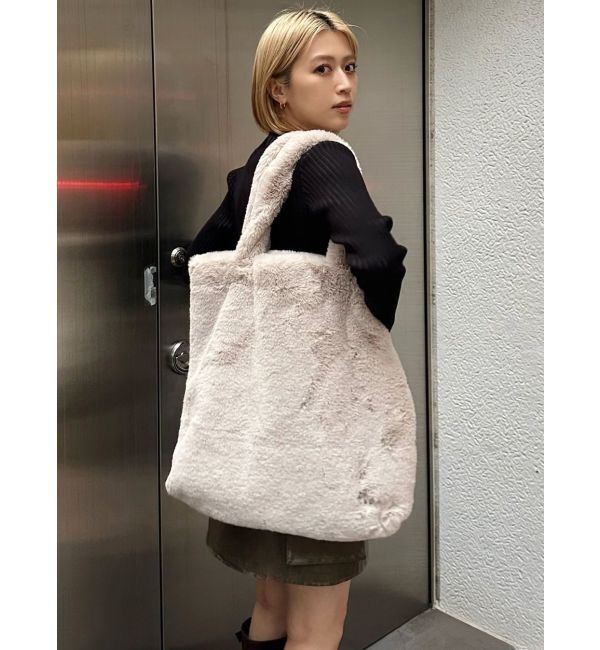 MURUA「フェイクファーロゴトートバッグ」|トートバッグ|