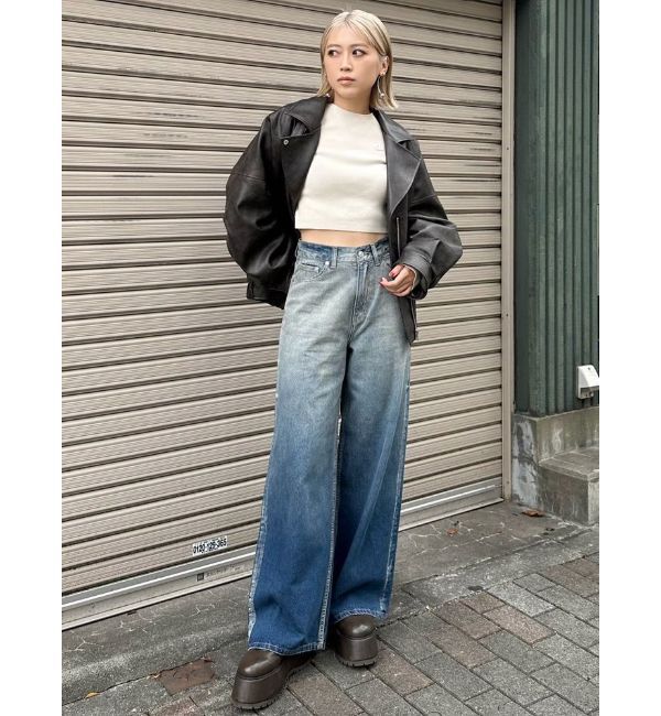 MURUA「ヴィンテージライクフェイクレザーミドルジャケット【セットアップ着用可】」|ブルゾン・スタジャン|