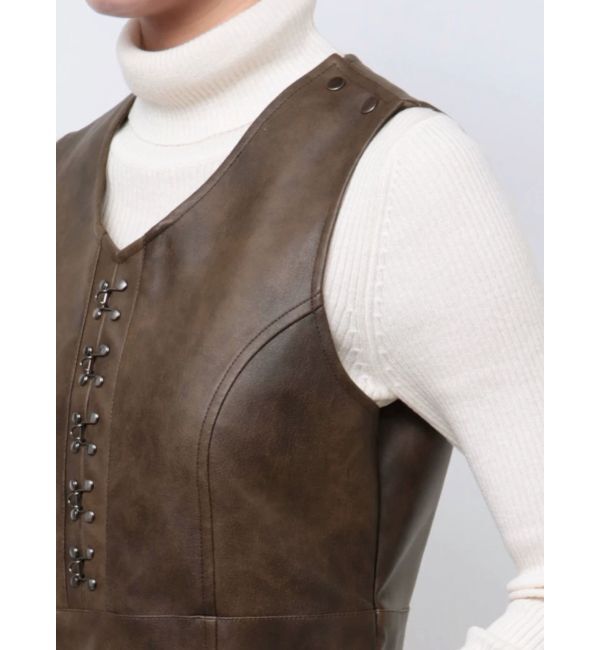 MURUA「フェイクレザーホックミニワンピース」|ワンピース|