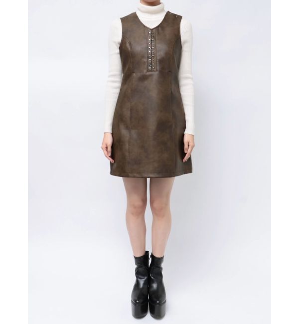 MURUA「フェイクレザーホックミニワンピース」|ワンピース|