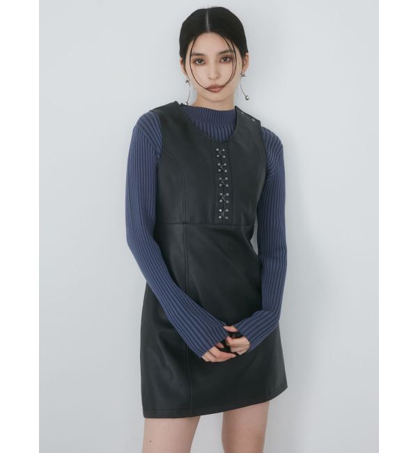 MURUA「フェイクレザーホックミニワンピース」|ワンピース|