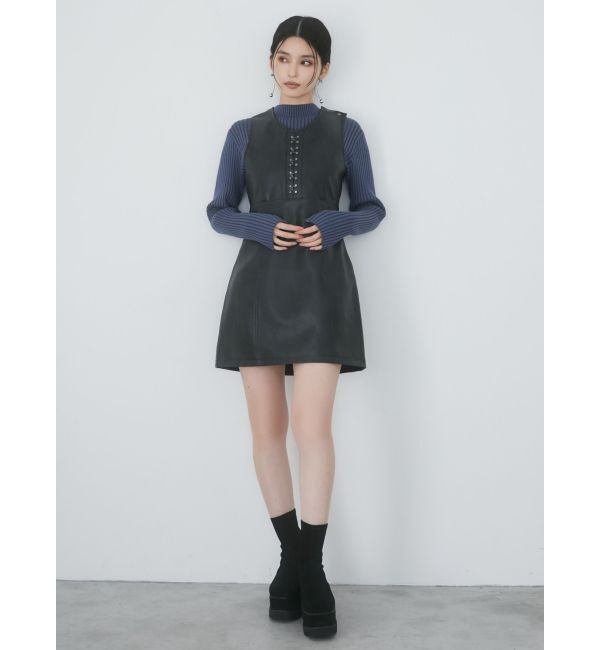 MURUA「フェイクレザーホックミニワンピース」|ワンピース|