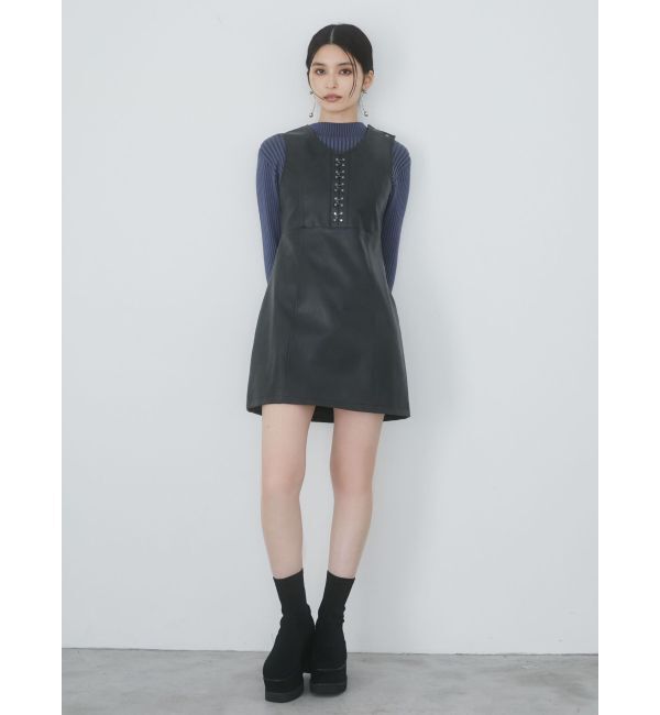 MURUA「フェイクレザーホックミニワンピース」|ワンピース|