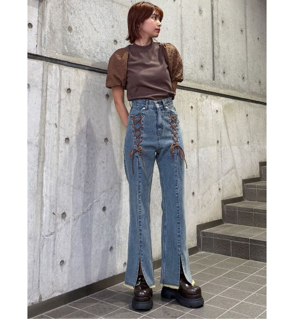 MURUA「テレコドッキングジャガードトップス」|Tシャツ・カットソー|