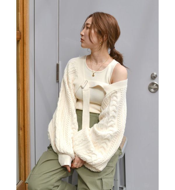 Ungrid「ケーブルニットボレロアンサンブル」|カーディガン|