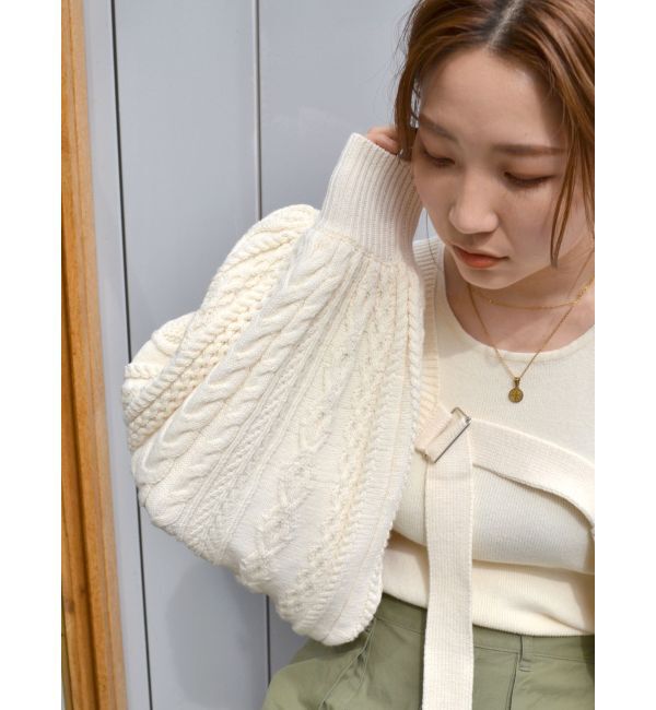 Ungrid「ケーブルニットボレロアンサンブル」|カーディガン|