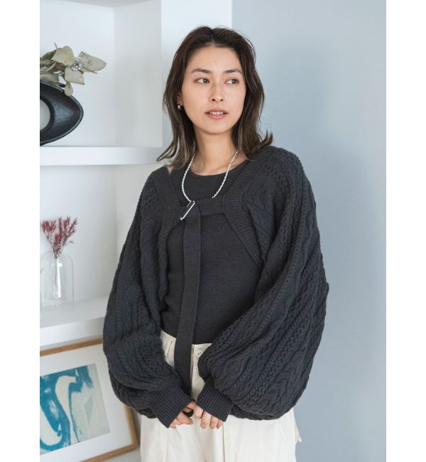 Ungrid「ケーブルニットボレロアンサンブル」|カーディガン|