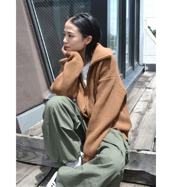 Ungrid「ダブルジップニットカーデ」|カーディガン|