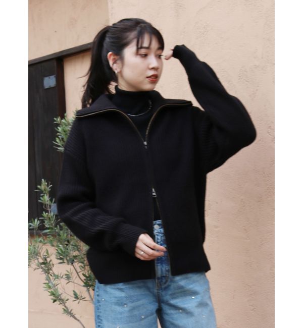 Ungrid「ダブルジップニットカーデ」|カーディガン|