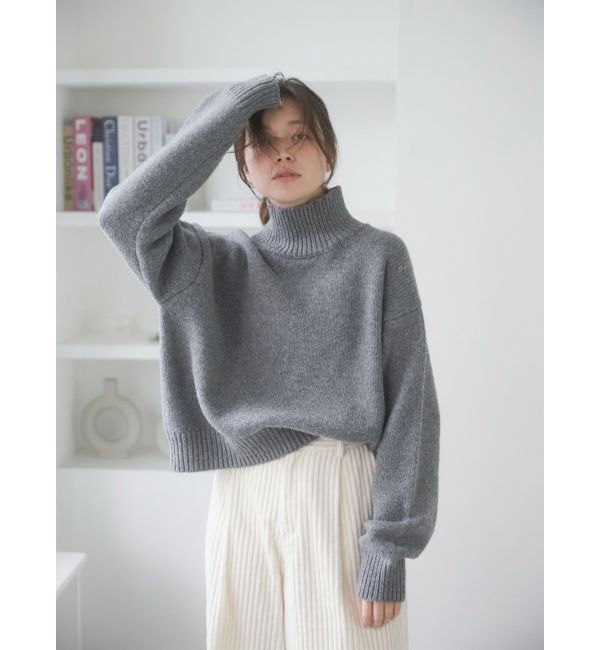 Ungrid「ハイネックボリュームカラーニット」|ニット・セーター|チャコールグレー