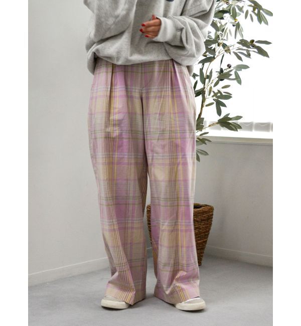 Ungrid「リネン混チェック柄パンツ」|その他|