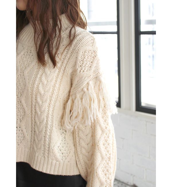 Ungrid「レースアップケーブルニット」|ニット・セーター|