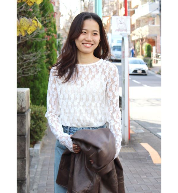 Ungrid「シアーレースロングスリーブTee」|Tシャツ・カットソー|