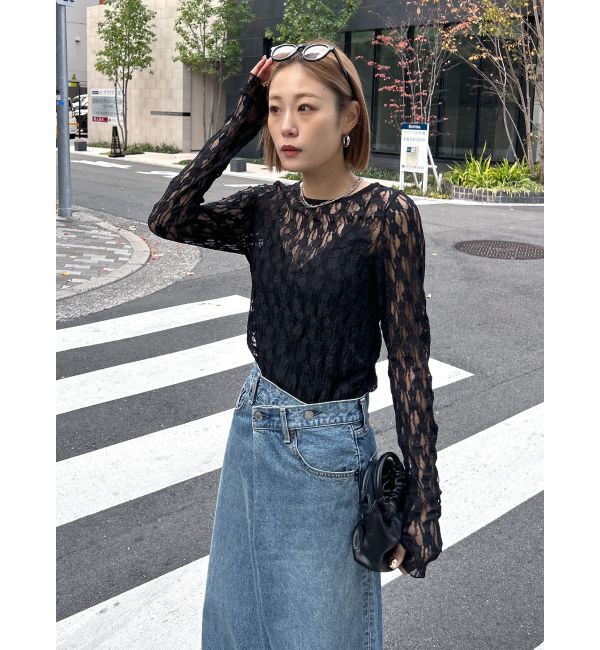 Ungrid「シアーレースロングスリーブTee」|Tシャツ・カットソー|