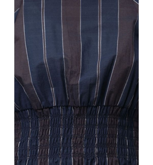 Ungrid「シャーリングデザインストライプブラウス」|シャツ・ブラウス|