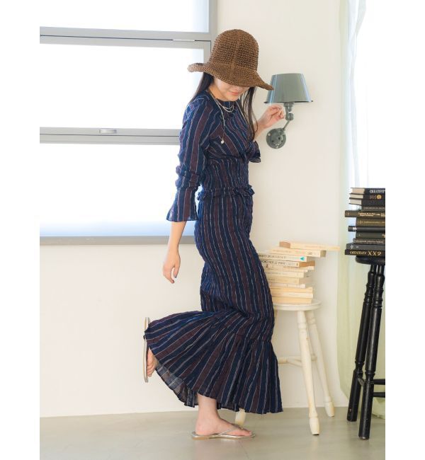 Ungrid「シャーリングデザインストライプブラウス」|シャツ・ブラウス|