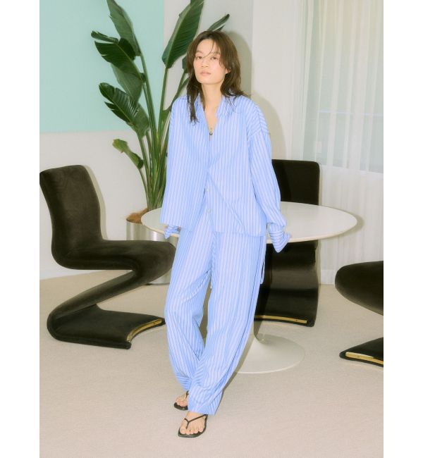 Ungrid「【Htage】カーブデザインストライプパンツ」|その他|ブルー